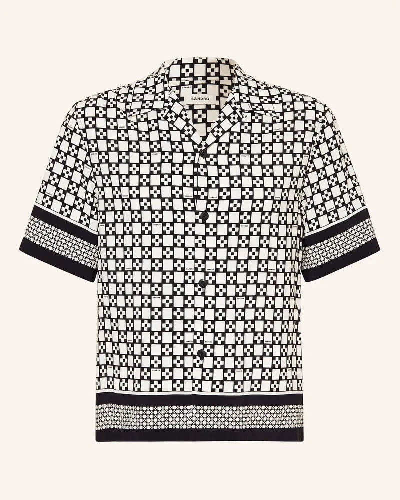 Sandro Resorthemd Slim Fit aus Satin Schwarz