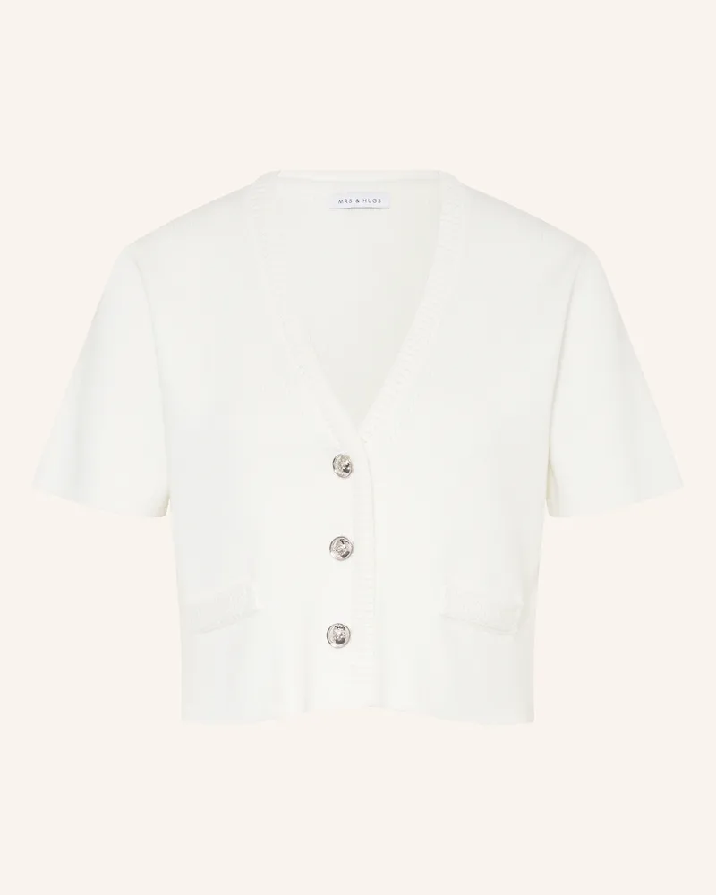 Mrs & HUGS Cropped-Strickjacke weiss Weiss