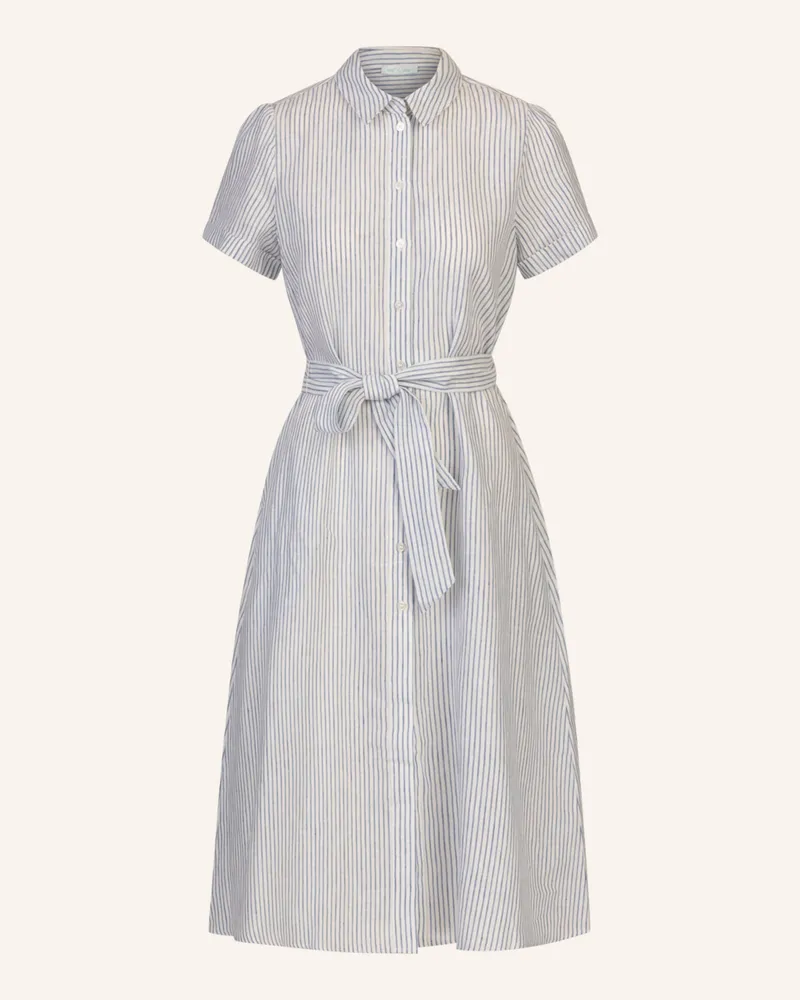 Mint & Mia Midi Gestreiftes Leinen Kleid blau Hellblau