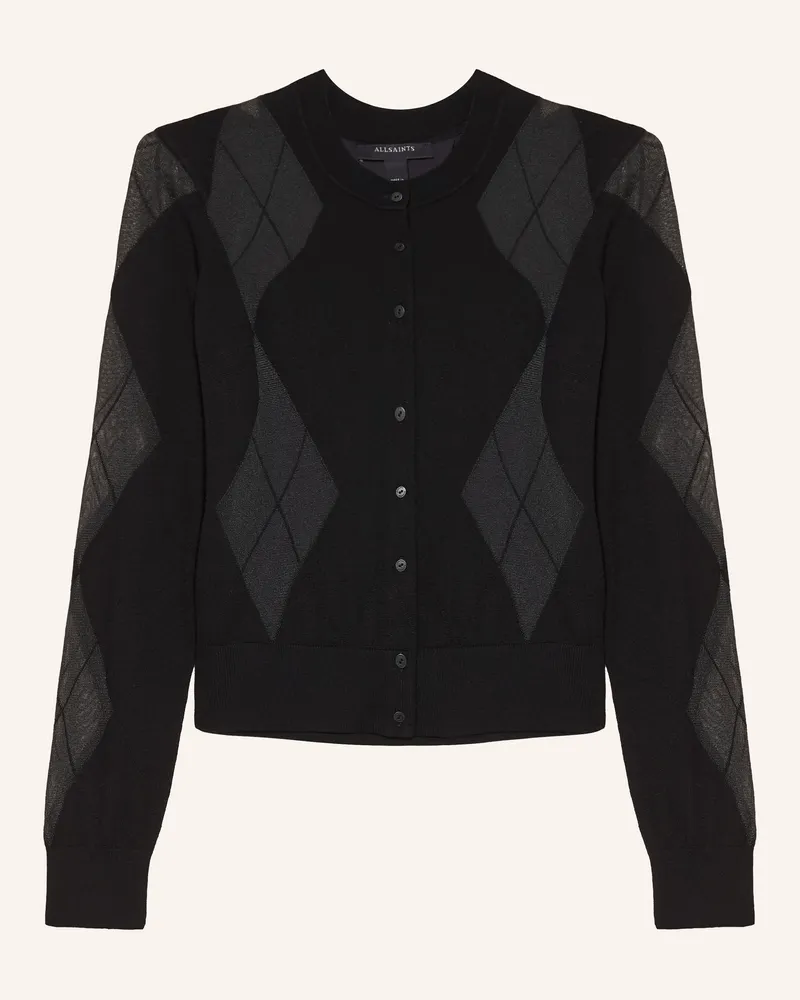 AllSaints Strickjacke Bern Im Materialmix schwarz Schwarz