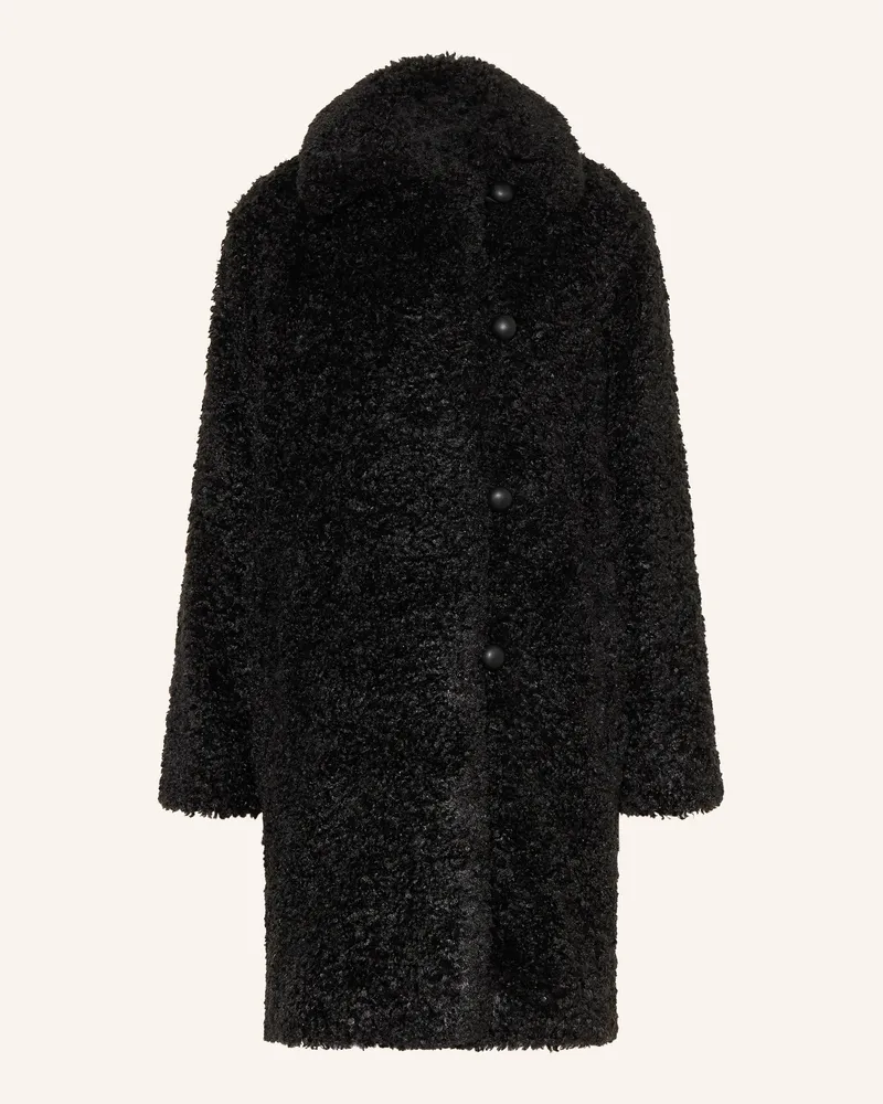 HUGO BOSS Teddyfell-Mantel Mimena schwarz Schwarz