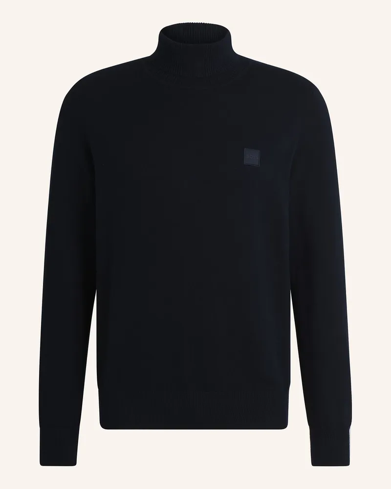 HUGO BOSS Rollkragenpullover Akiro blau Dunkelblau
