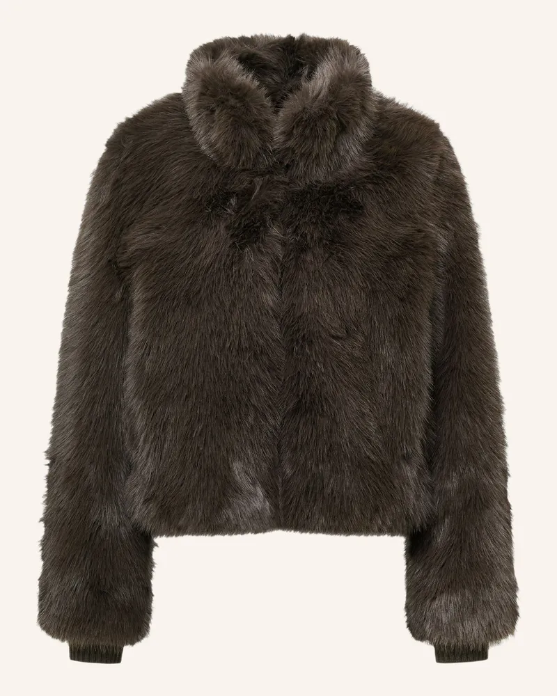 COMMA Kunstfell-Jacke Dunkelbraun