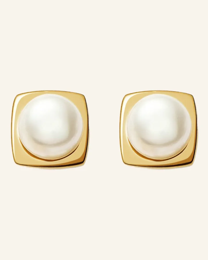 Missoma Ohrstecker Button Pearl Square Stud Earrings By Glambou gold Gold