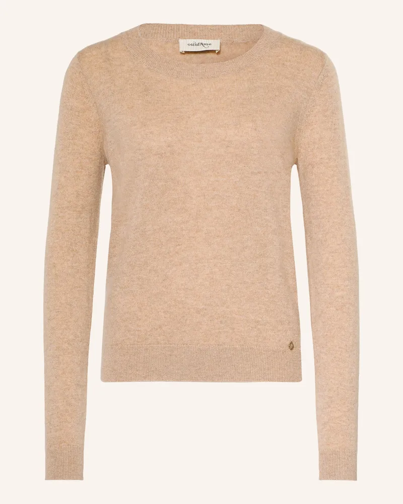 ottod’Ame Cashmere-Pullover weiss Hellbraun
