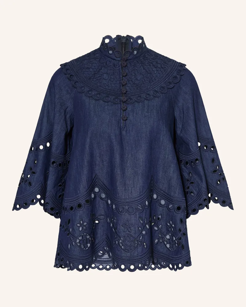 Zimmermann Jeansbluse Mahon Mit Lochspitze Und 3/4-Arm blau Dunkelblau