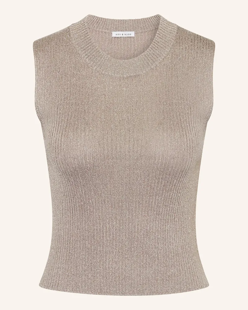 Mrs & HUGS Stricktop mit Glitzergarn Taupe