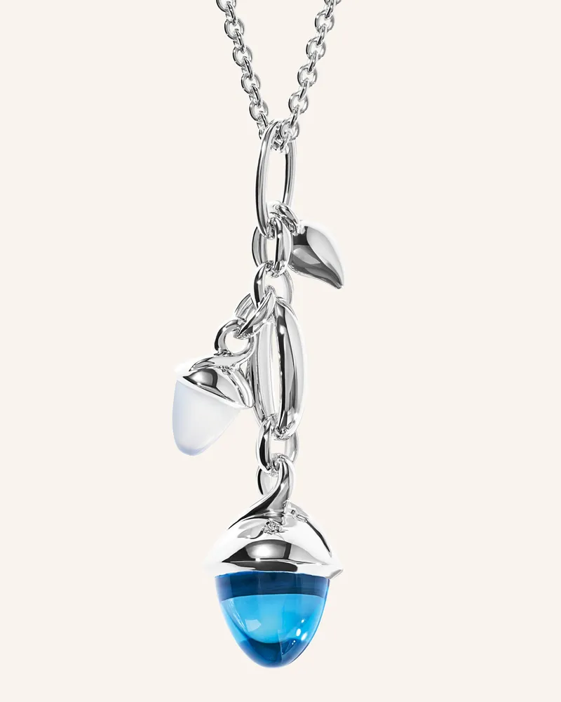 TAMARA COMOLLI Ohrringe OHRRINGE MIKADO DANGLING 2 ACORNS - 'OCEAN' 18K Weißgold Weissgold