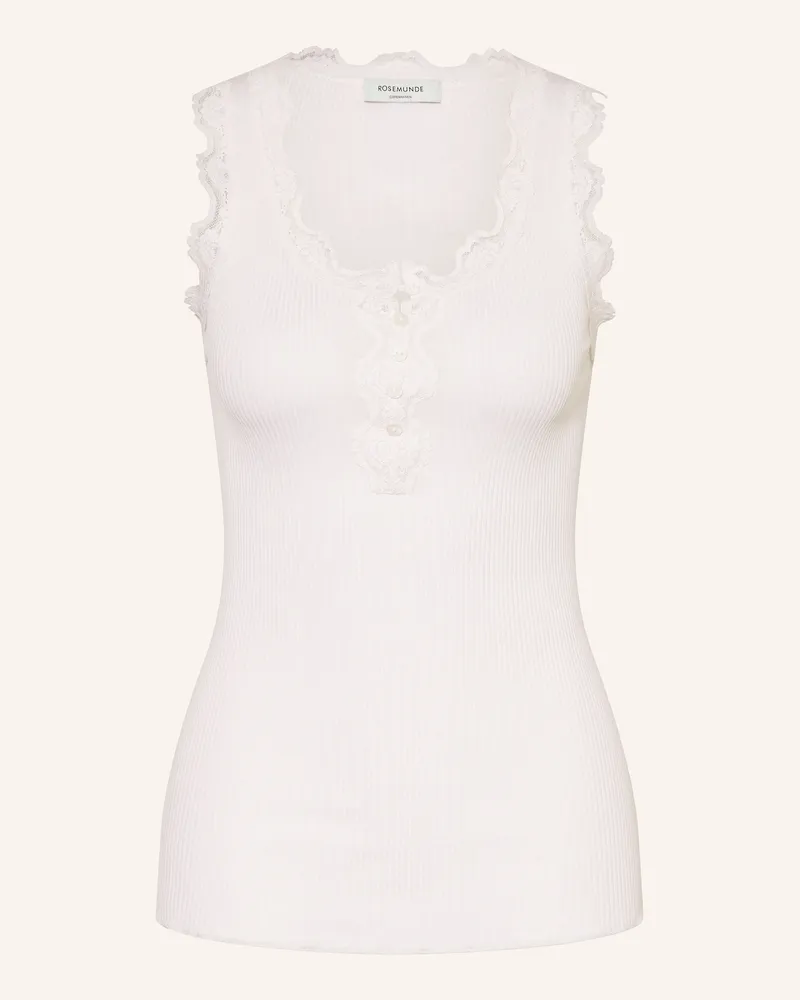 Rosemunde Top RWBEATHA SL mit Spitze und Seide Weiss