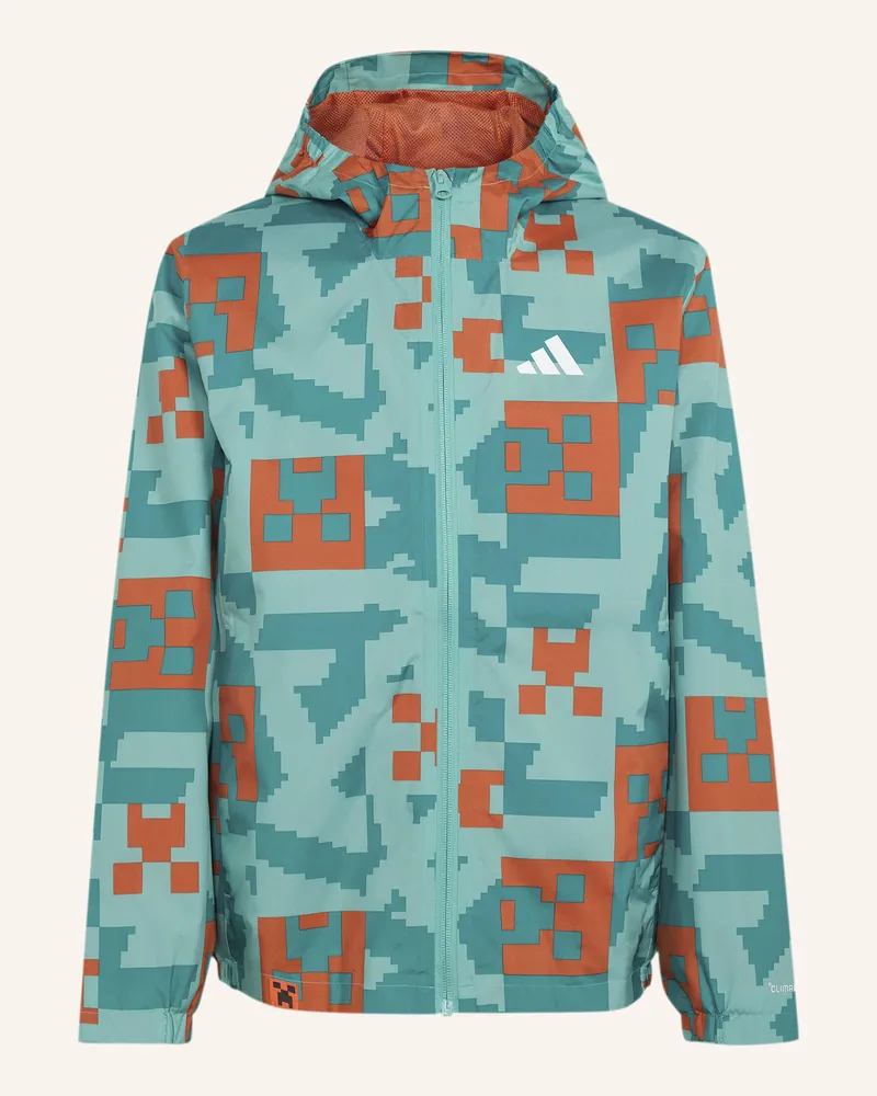 adidas Adidas Minecraft Terrex 2 Layer Climaproof Regenjacke blau Grün