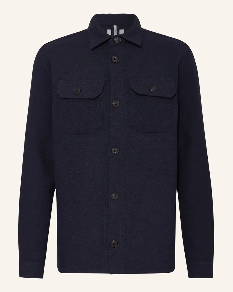 Profuomo Bouclé-Overshirt Blau