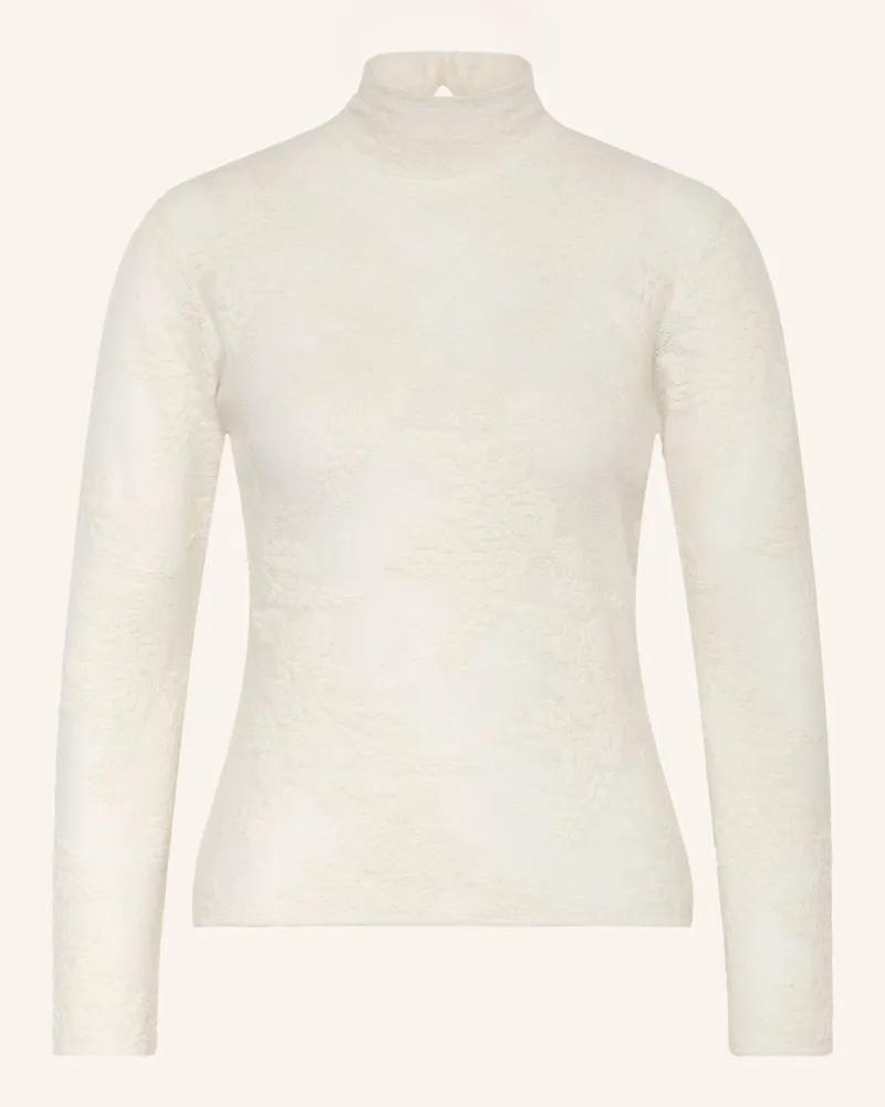 Ganni Jacquard-Pullover mit Alpaka Ecru