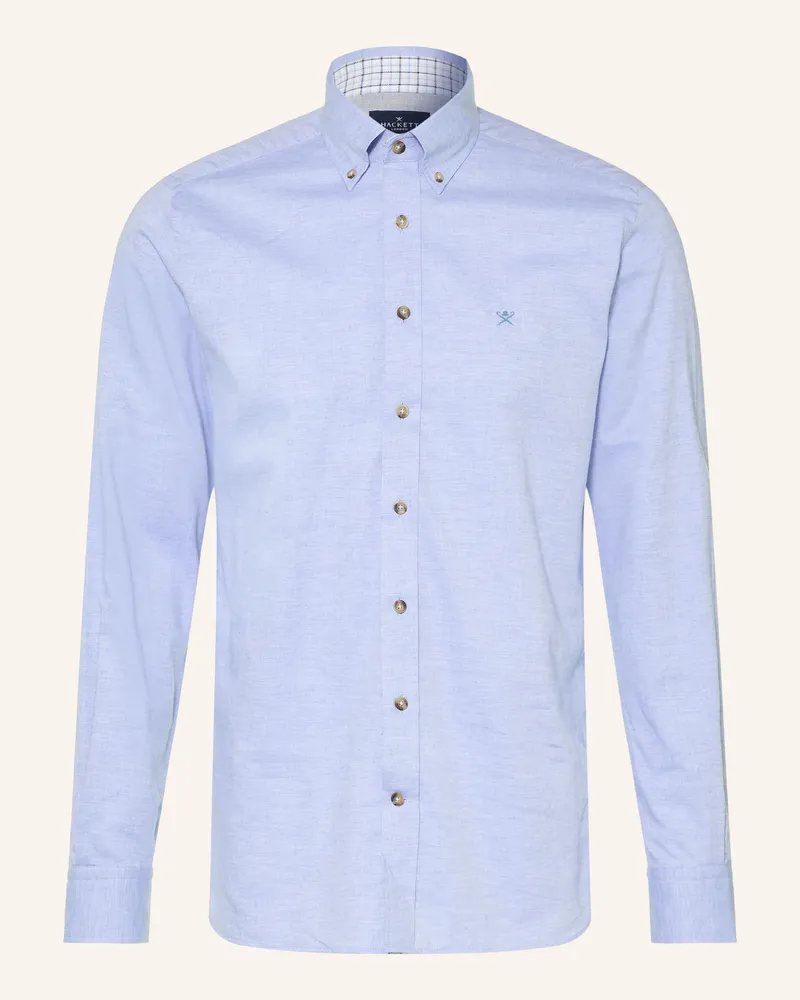 Hackett Flanellhemd Tailored Fit blau Hellblau
