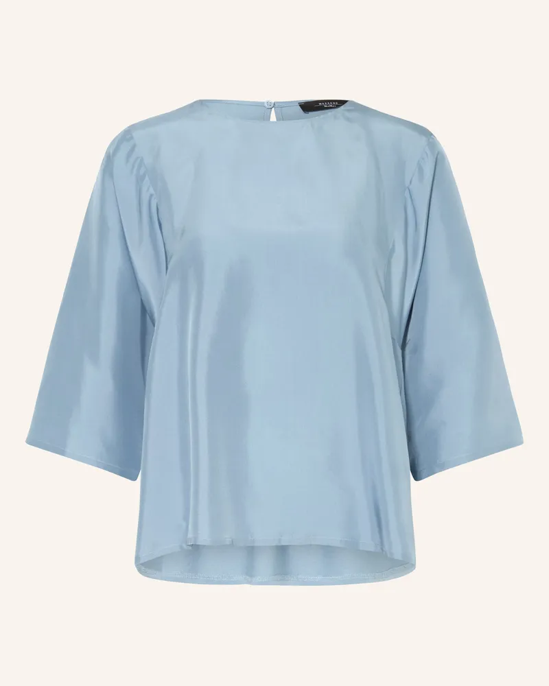 Max Mara Blusenshirt Fastoso Im Materialmix Mit 3/4-Arm Und Seide blau Blau