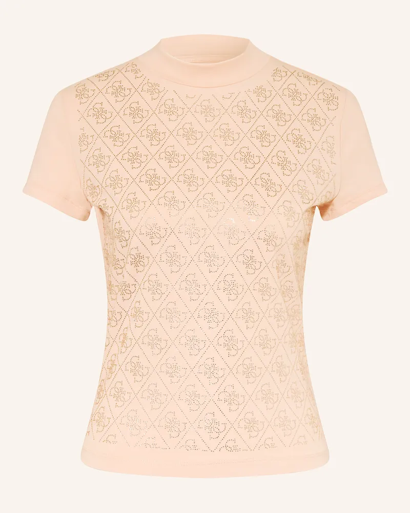 Guess T-Shirt mit Schmucksteinen Hellrot