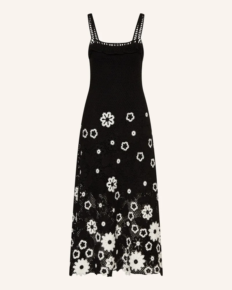 Maje Häkelkleid mit Rüschen Schwarz