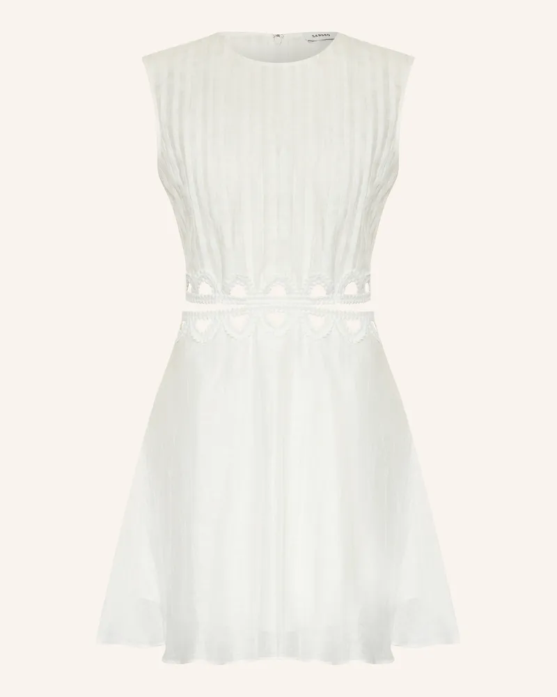 Sandro Leinenkleid mit Spitze und Cut-outs Weiss