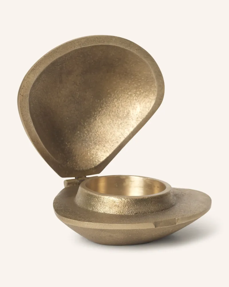ferm LIVING Teelichthalter Clam gold Camel