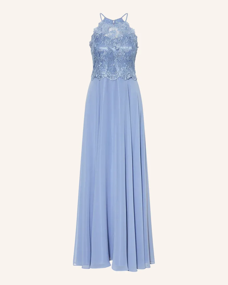 Vera Mont Abendkleid Mit Spitze Und Pailletten blau Hellblau