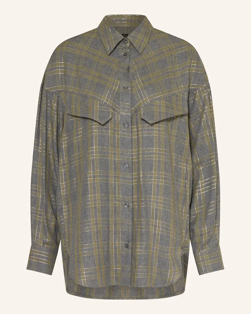 HUGO BOSS Hemdbluse BOSTAFFA mit Glitzergarn Grau