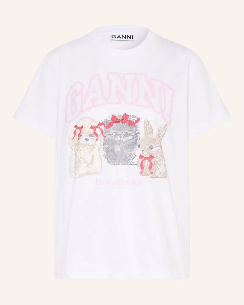 Ganni T-Shirt weiss Weiss