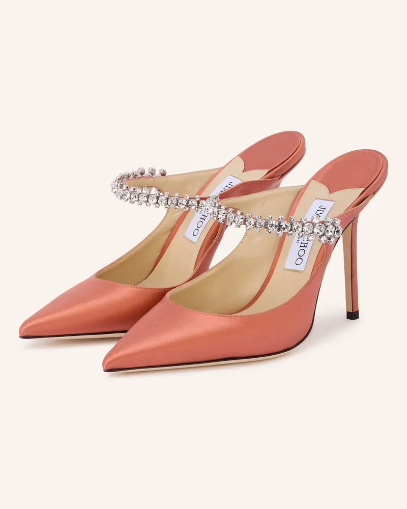 Jimmy Choo Mules Bing Mit Schmucksteinen orange Lachs