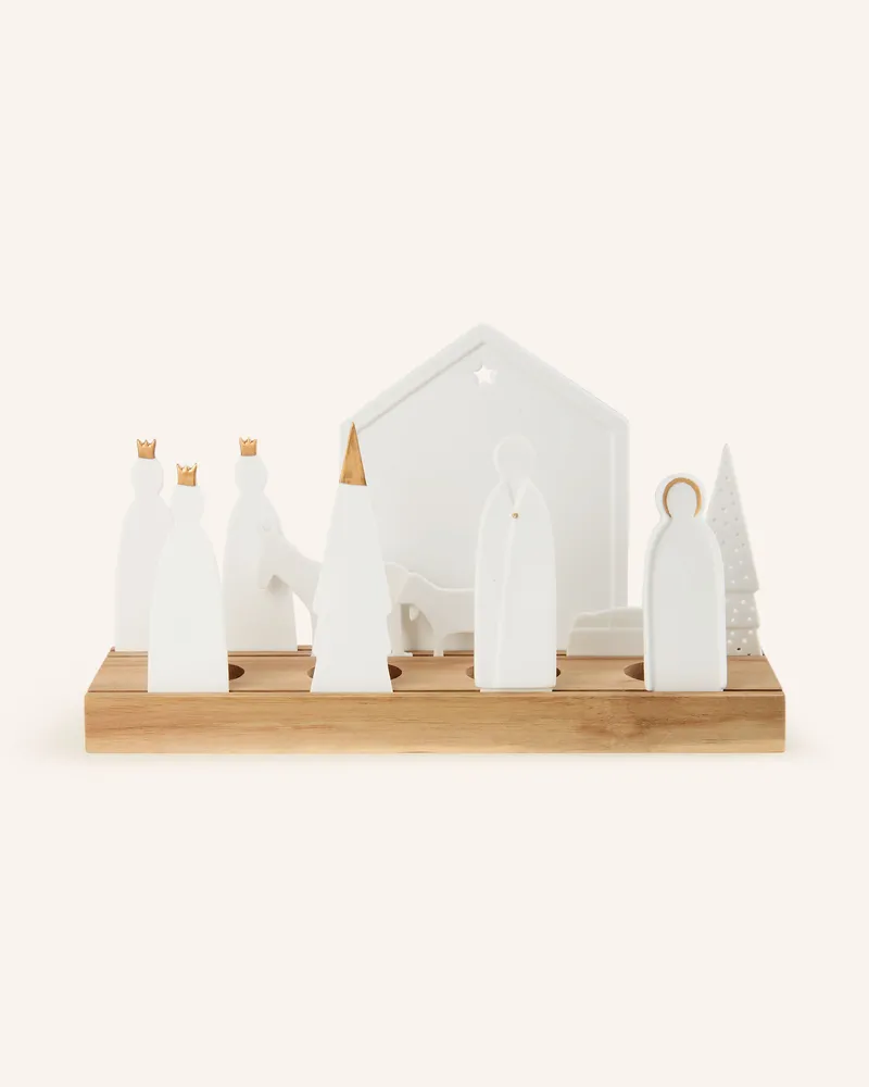 räder 12-tlg. Teelichthalter WEIHNACHTSKRIPPE Weiss