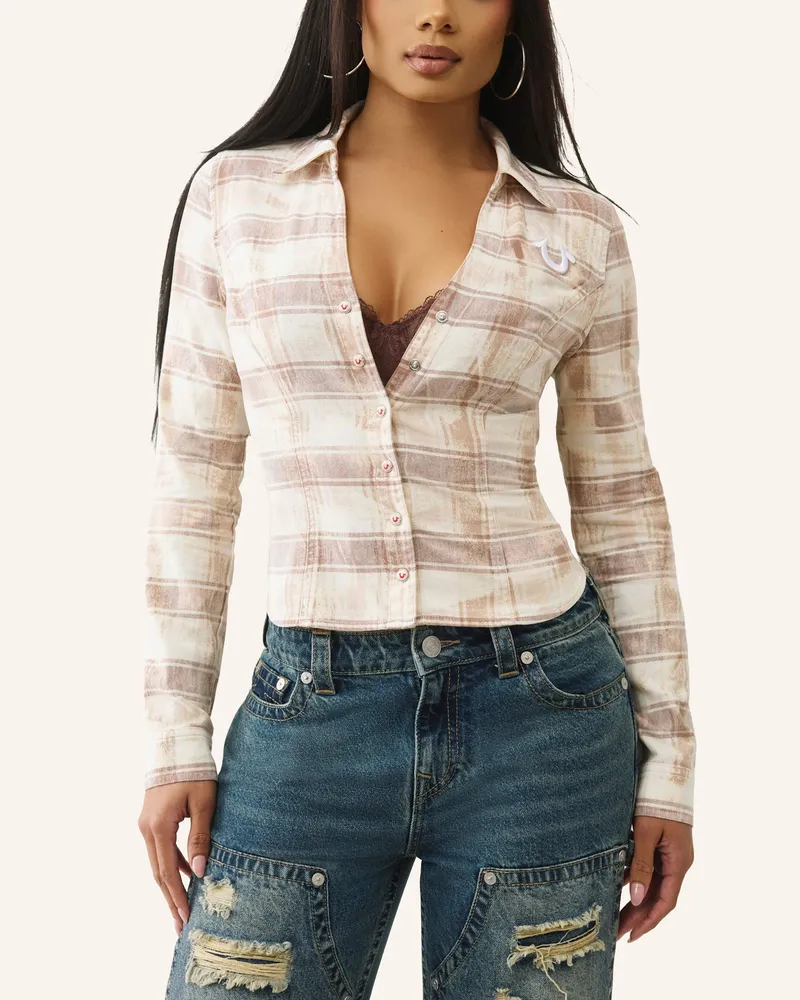 True Religion Karohemd Braun