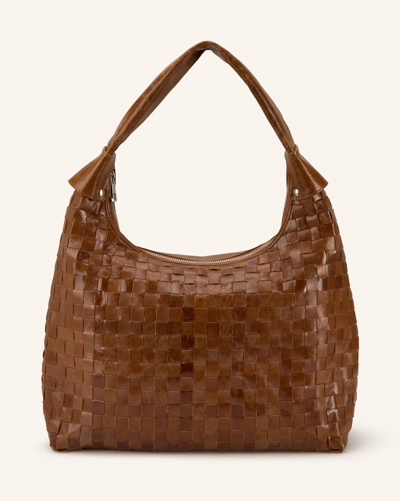 NÚNOO Schultertasche BIG DANDY BRAIDED MEGAH Braun