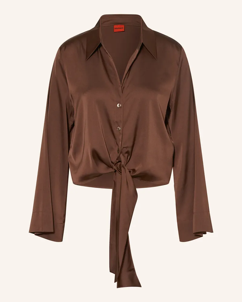 HUGO BOSS Satinbluse ERRIKA Dunkelbraun