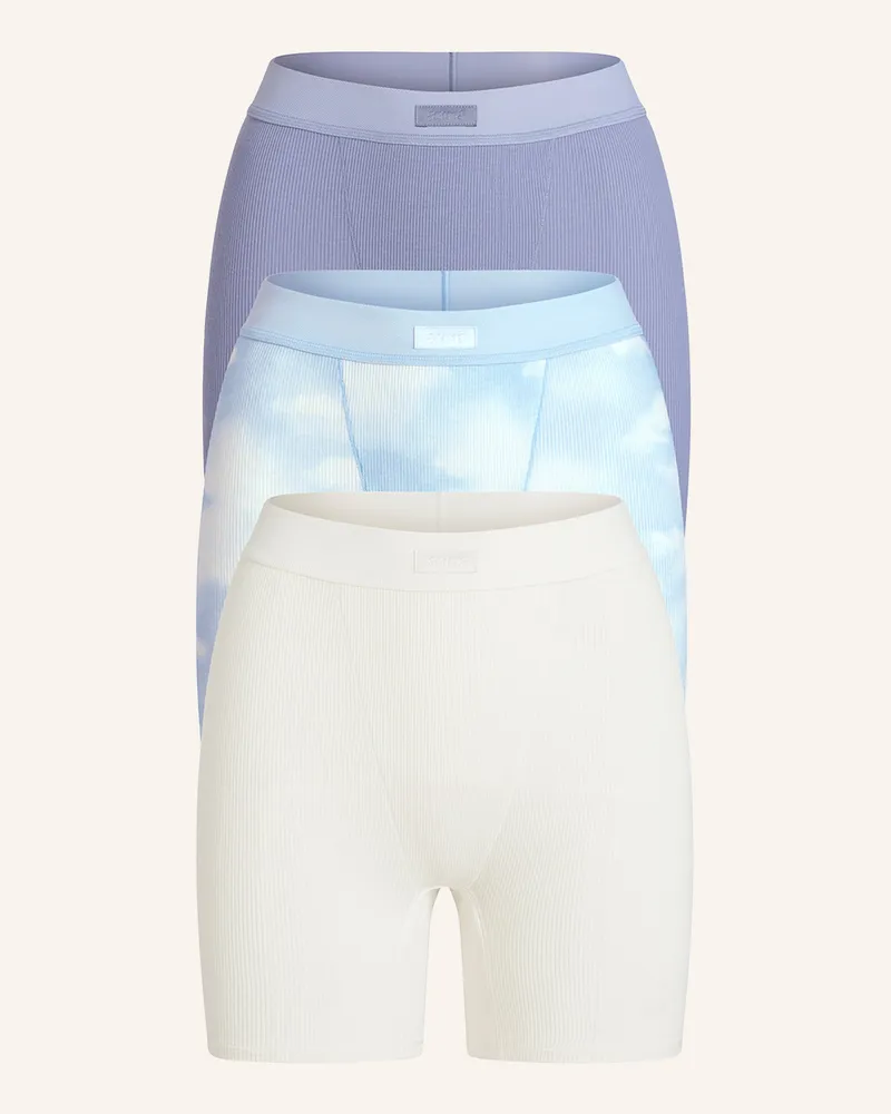 SKIMS 3er-Pack Lounge-Shorts Cotton Rib blau Blue
