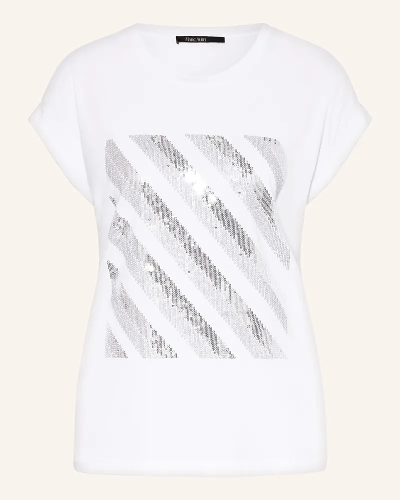 MARC AUREL T-Shirt mit Pailletten Weiss