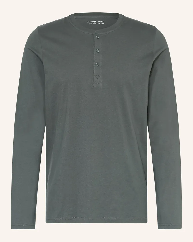 Schiesser Schlafshirt MIX+RELAX Dunkelgrün
