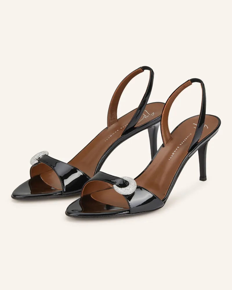 Giuseppe Zanotti Lacksandaletten mit Schmucksteinen Schwarz