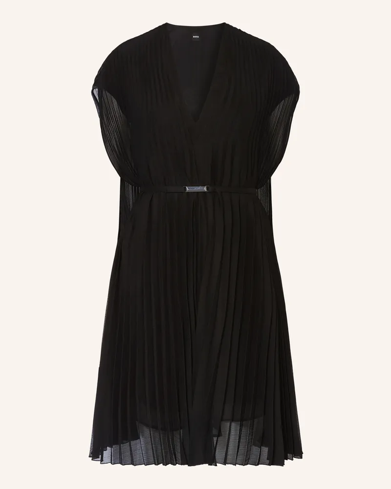 HUGO BOSS Cocktailkleid Mit Plissees schwarz Schwarz