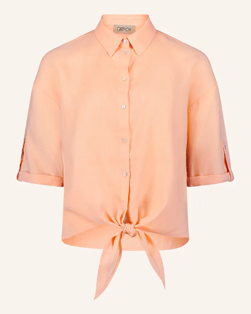 Cartoon Hemdbluse aus Leinen mit 3/4-Arm Hellorange