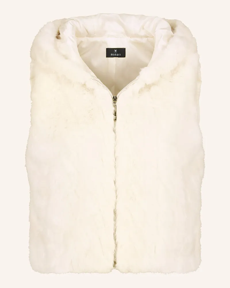 monari Kunstfell-Weste im Materialmix Weiss