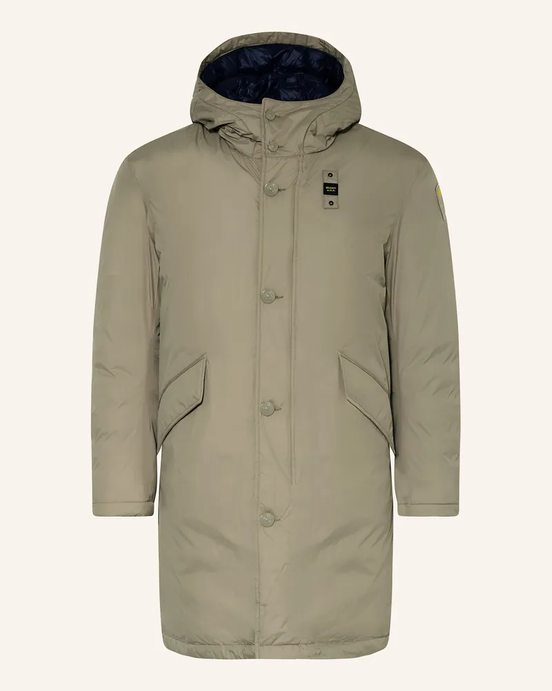 Blauer Jacke Hellgrün