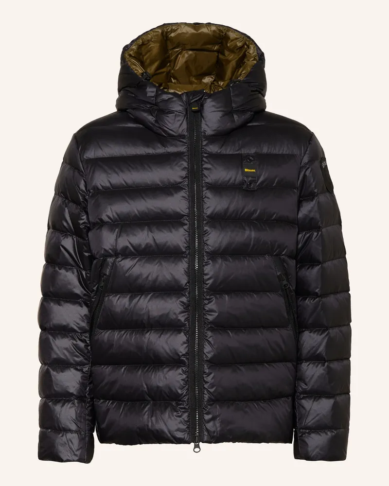 Blauer Daunenjacke schwarz Schwarz