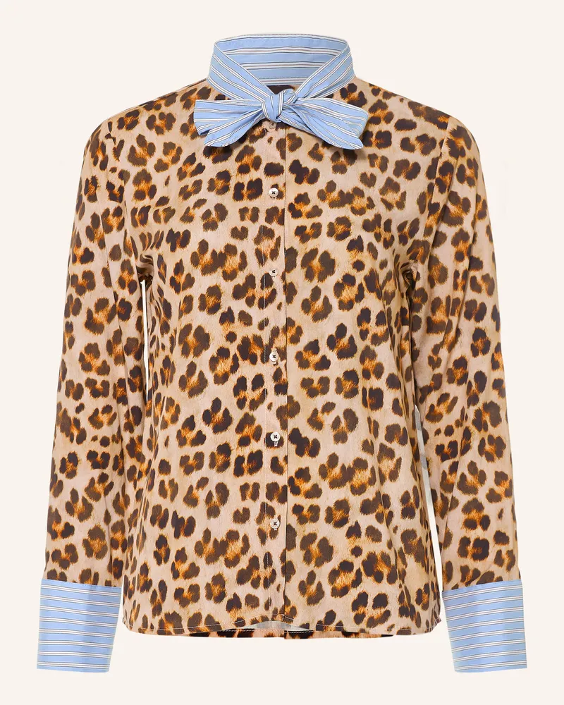 Emily van den Bergh Schluppenbluse Im Materialmix braun Camel