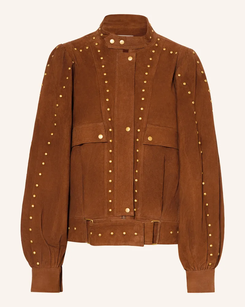 FARM Rio Lederjacke Mit Nieten braun Cognac