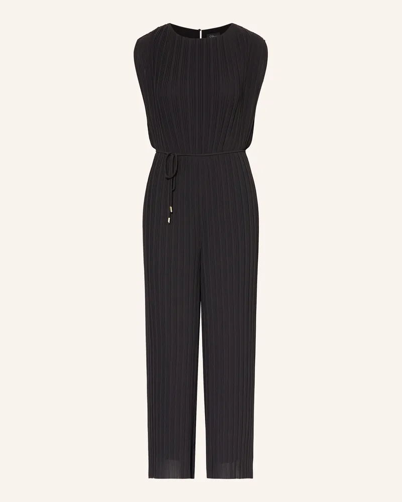 S.Oliver Plissee-Jumpsuit Schwarz