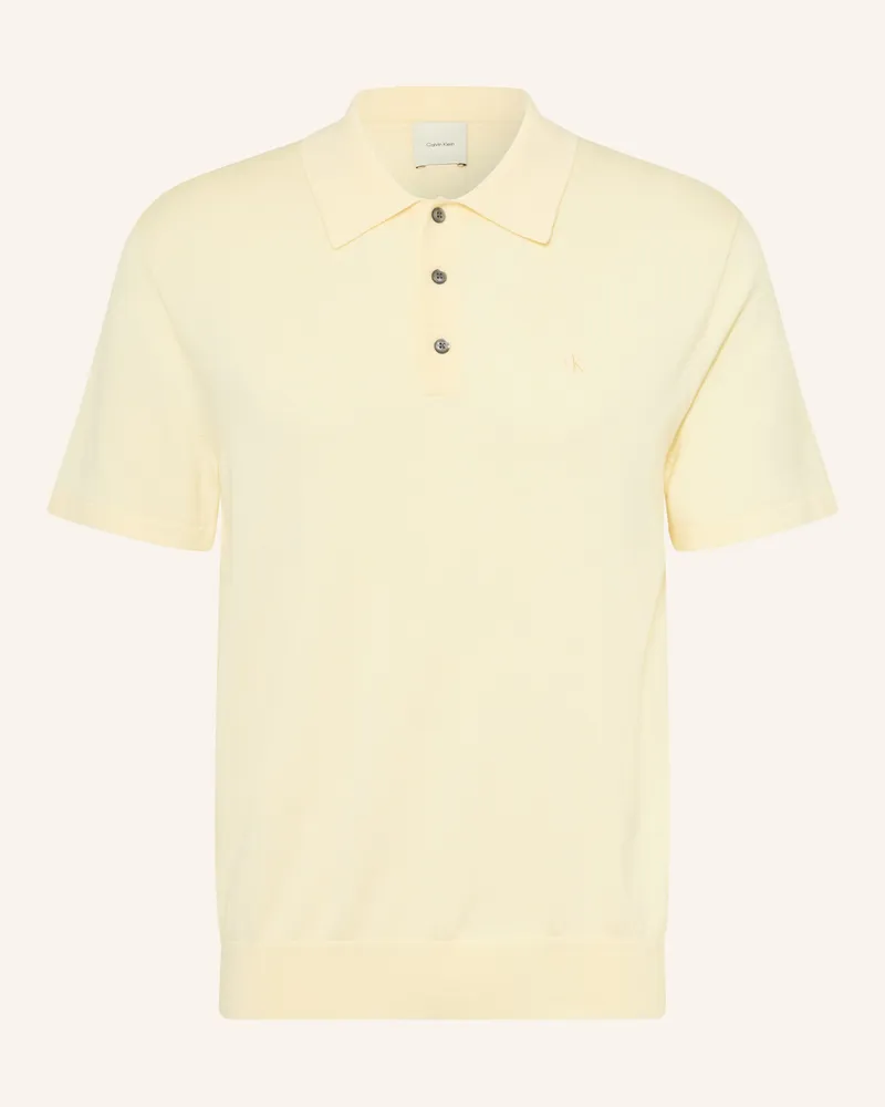 Calvin Klein Strick-Poloshirt Hellgelb