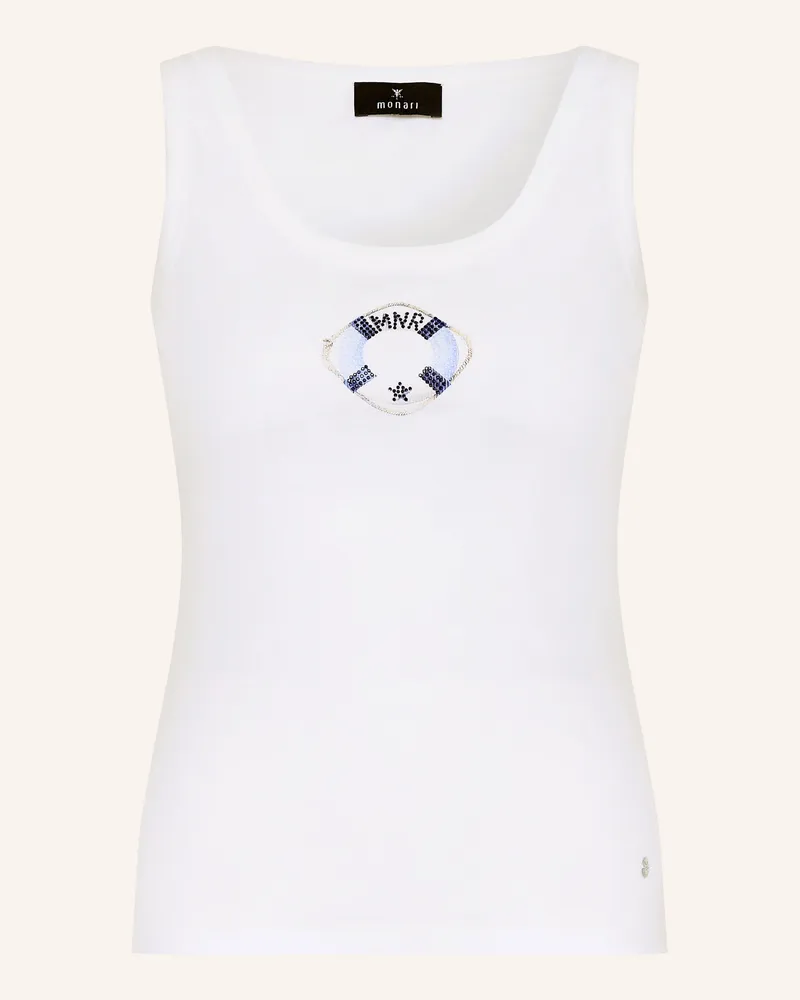 monari Top Mit Schmucksteinen weiss Ecru