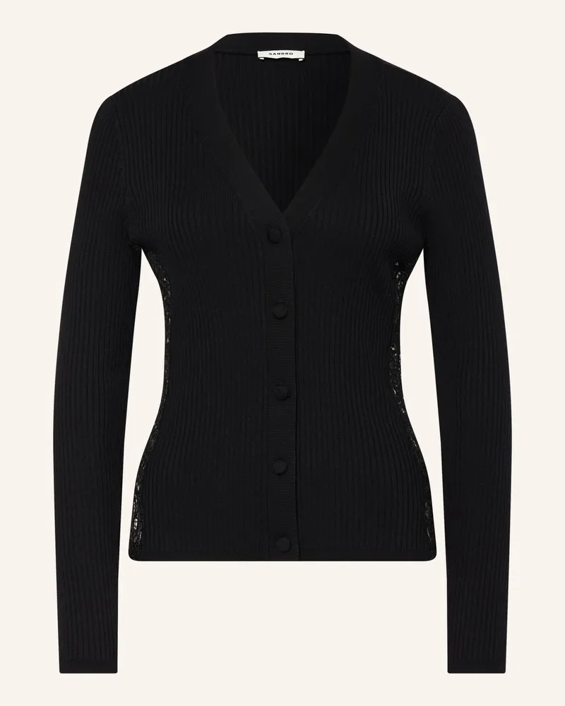 Sandro Strickjacke Mit Seide schwarz Schwarz