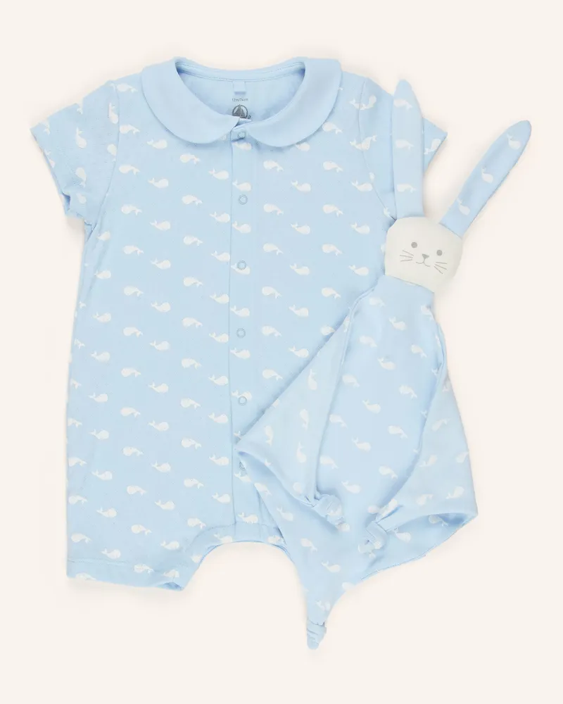 Petit Bateau Set: Body Und Schmusetuch blau Hellblau