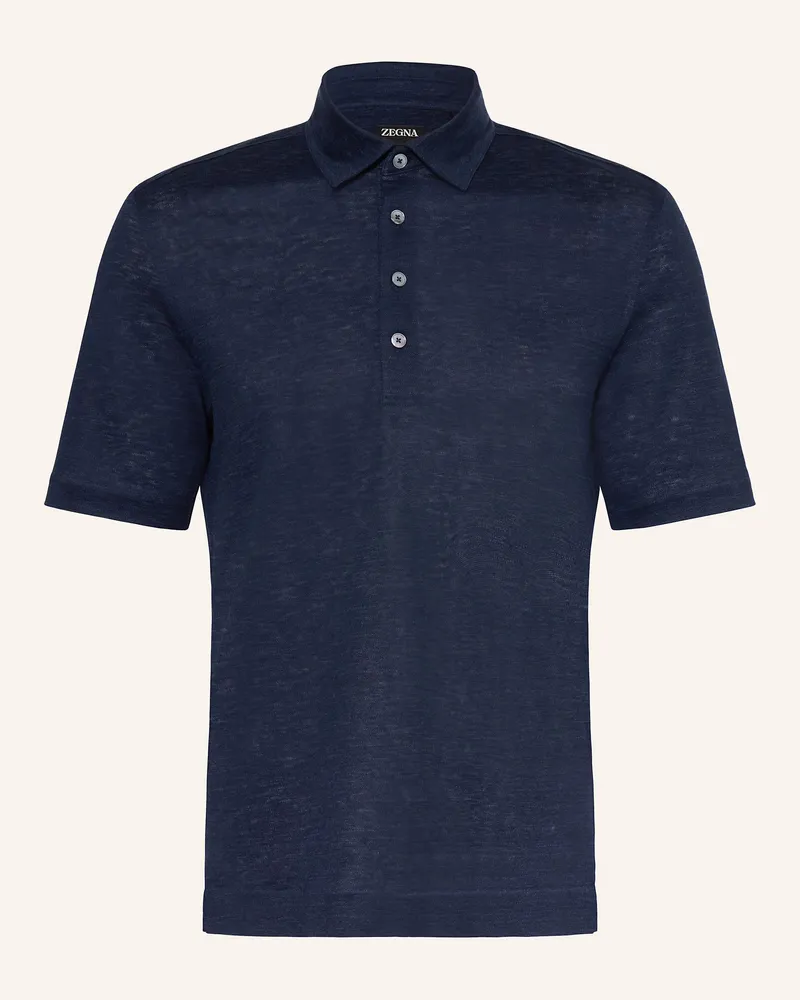 Ermenegildo Zegna Leinen-Poloshirt blau Dunkelblau