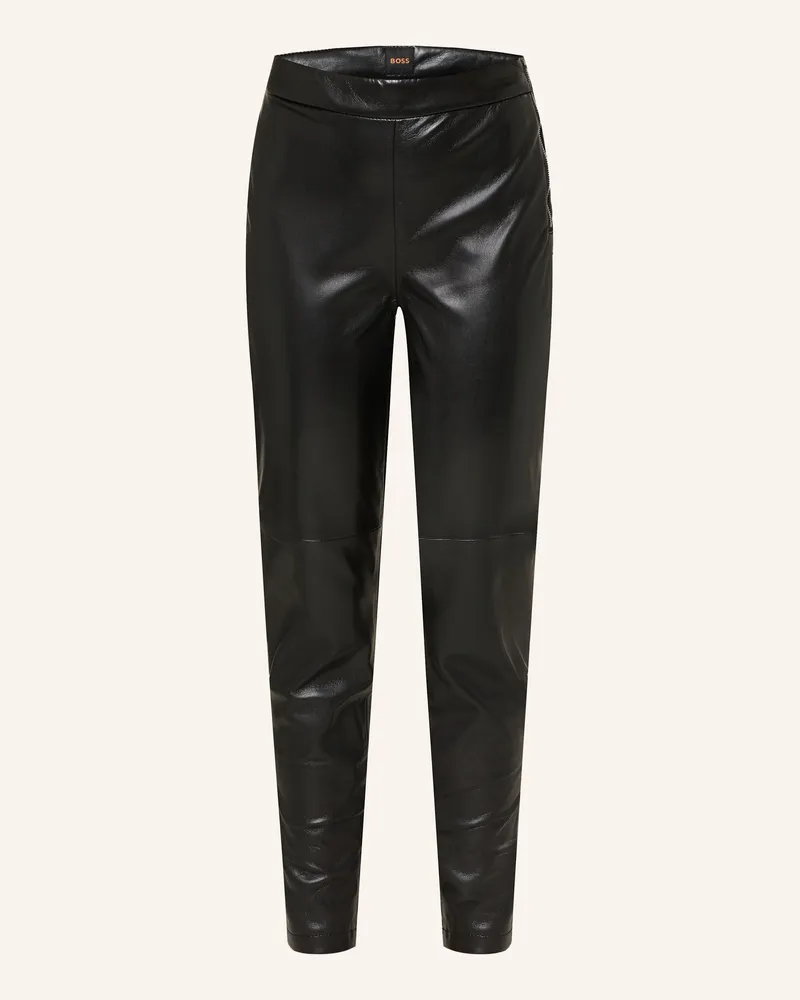 HUGO BOSS Leggings Taskin In Lederoptik schwarz Schwarz