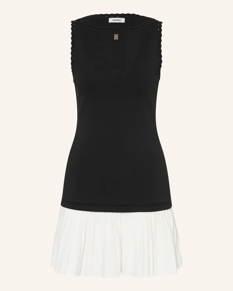 Sandro Strickkleid Im Materialmix schwarz Schwarz