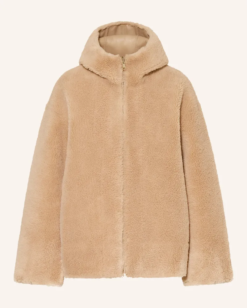 Maje Teddyfell-Jacke zum Wenden Camel
